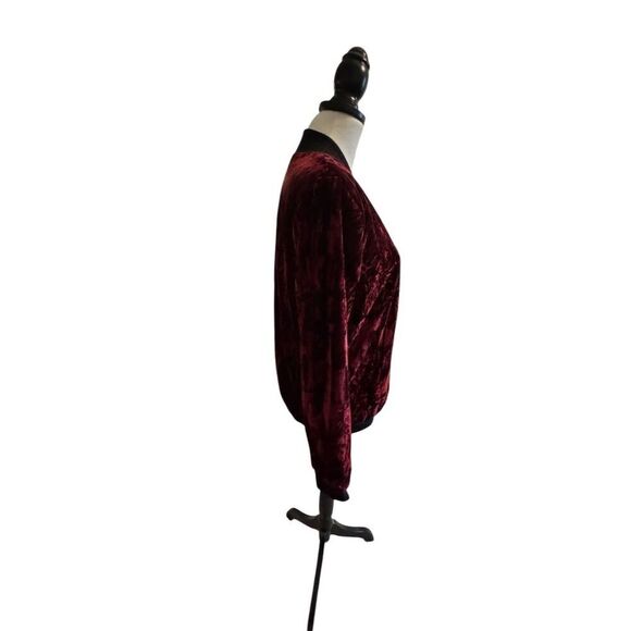 Romeo & Juliet Couture Women's S Burgundy Velvet Bomber Jacket - Picture 3 of 10
